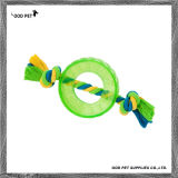 Round Plastic with Cotton Rope Dog Toys Green Color