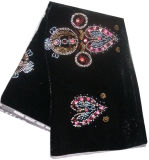 Velvet Lace Fabric/African Velvet Lace Fabric with Crystal/Velvet Material Cl9124-Black