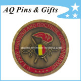 3D Military Coin in Antique Gold with Soft Enamel
