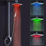 8 Inches Exposed Install Sliding Bar LED Light Rain Shower Set