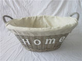 Willow Wicker Storage Basket/Tray, Tapered, with Ear and Lining
