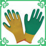 Green Yellow Coated Work Glove for Safe Working