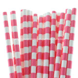 Valentine's Day Theme Lovely Pink Sailor Striped Paper Straw