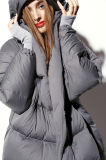 Lady's Long Slim Fashion Winter Coat Down Jacket with Cotton Duck Down