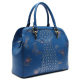 Embossed Butterfly Crocodile Pattern Leather Handbags Ladies Satchel Bags (CSS1242-001)