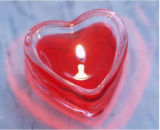 Clear Red Heart Shape Glass Candle