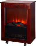 Wooden Frame Indoor Freestanding with Wheel Big Size Electric Fireplace Heater Stove
