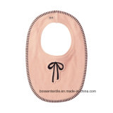 Pink Cotton Girls Waterproof Bowknot Embroideried & Applique Terry Baby Feeder Bib