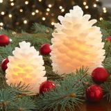 Decorative Pinecone Holiday Flameless Candles, LED Candles
