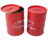 Printed Red Tin Can Round Money Box