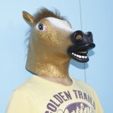 Gold Horse Mask Latex Horse Head Mask Animal Mask for Halloween Party