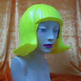 X-Merry Halloween Prop Pretty Yellow or Blue or Red Latex Wigs Head Mask for Easter Halloween Cosplay