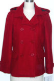 Ladies Wool Hooded Peacoat W/Scarf (WS90822)