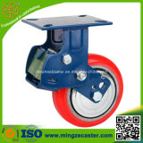 Red PU on Cast Iron Wheel Shock Absorption Caster