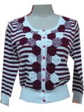 Lady Knitted Cardigan Sweater Fashion Garment with Crochet (ML001)