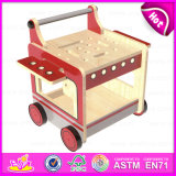 2015 Red Color Wooden Tool Walker, Kid Wooden Tool Cart Toy, Children Learn to Walk Easy Carrier Holding Blocks Pop up Toy W03D058