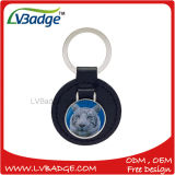 Business Leather Key Chain with Printed Metal Plates