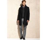 Men's Wool-Blended with Faux Fur Trim Coat