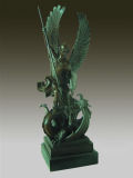 Bronze Mythology Castings Soldier Fighting With Dragon (TPM-332)
