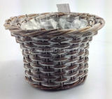 Round Plastic Lined Willow Flower Pot