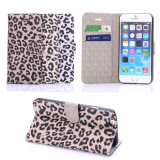 Stand Wallet Design Fashion Leopard Leather Cases with Card Slat for iPhone 6