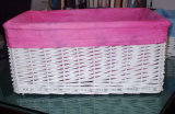 White Basket with Pink Fabric Lining(SB021)