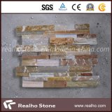 Yellow Wooden Slate Wall Stone Panel