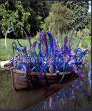 Blue Boat Murano Glass Sculpture for Decoration
