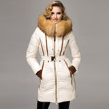 Big Gold Racoon Fur Ribbon Women Down Jacket Women Coat Lady Garment