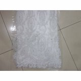 White Beaded Embroidery Fabric Width 140cm for Bridal Gown Evening Dress Girls'dress