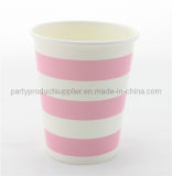 Eco-Friendly 9oz Pink Striped Drinking Paper Cups