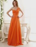 Orange One Shoulder Chiffon Evening Dresses (OGT025E)