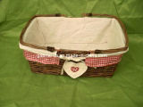 Wicker Basket with Folding Handles and Fabric Lining(SB024)