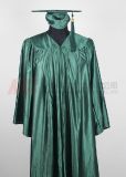 High School Graduation Cap and Gown Shiny Forest Green