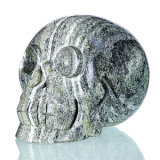 Green Zebra Skull Stone Carving for Home Decoration (0V85)