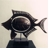 Silver Steel Fish Metallic Sculpture Home Decoration