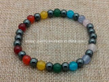 Fashion Bracelet, Chakra Zen Bracelet, 6 Mm Hematite Beads and Color Jade