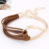 Multi-Layer Leather Cord Alloy Bangle Bracelet
