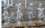 White Marble Angle Sculptures with Playing Musical Instruments