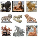 Garden Lion Statue, Animal Stone Sculpture, Marble Tiger Carving