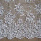 Dzl10224 White/Beige Corded Alencon French Lace Wedding Dress Fabric Bridal Gown Embroidery