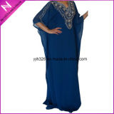 New Arrival Long Sleeve Chiffon Beading Kaftan Abaya Dubai Arab Africa Islamic Clothing Muslim Long Dress
