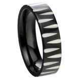 Men's Black PVD Patterned Stainless Steel Ring