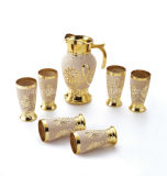 Gold Plated Engraving Wine Glass Jug Set, Glass Water Set (EX-DYK30)