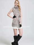 Free Shipping 2014 Winter Women's Genuine Rabbit Fur Long Vest Natural Fur Outwear Coats Real Fur Garment