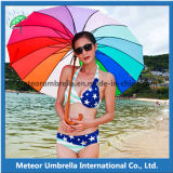 Fancy Colorful Promotion Gift Parasol Wooden Automatic Rainbow Umbrella