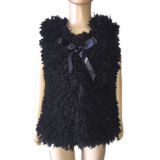 Factory Wholesale Black Round Neck Faux Fur Vest for Girl