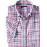 Short Sleeves Button Down Collar Men's Plaid Shirt (WXM276)
