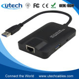 3 Port Portable USB 3.0 Hub with Gigabit Ethernet Adapter