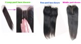 Human Hair 3 Part 4X4 Brazilian Silk Straight Lace Closure 5A Virgin Human Hair